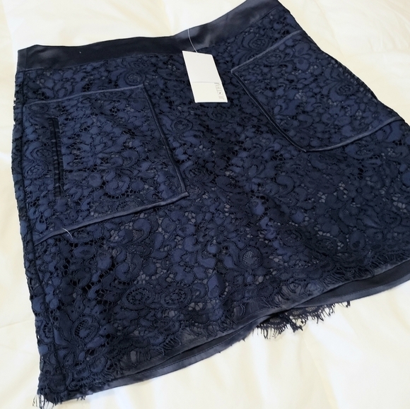 JustFab Dresses & Skirts - Justfab NWT Lace Navy Blue Skirt